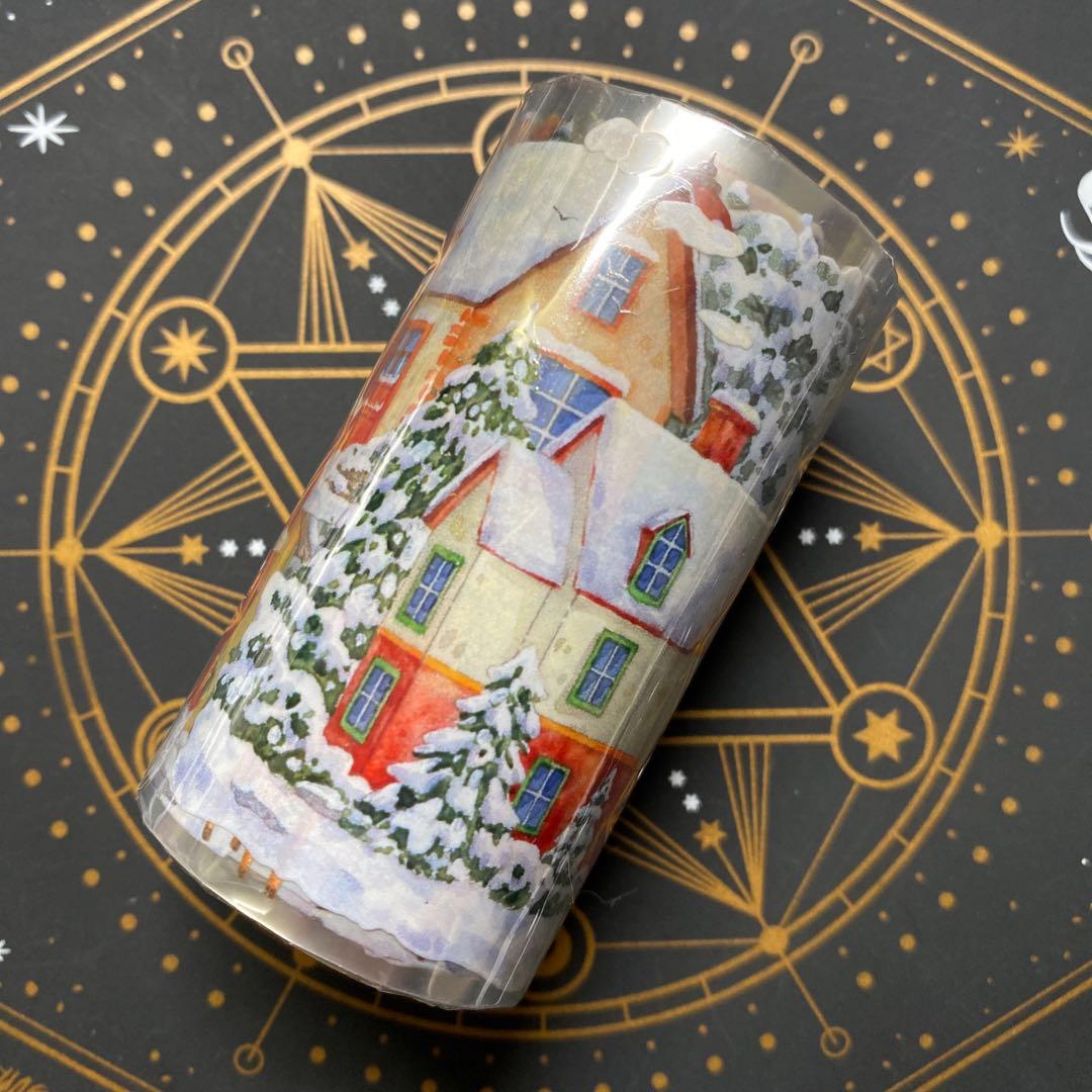 8921】海外 マステ 5m巻 PETマスキングテープ 景色 冬 トナカイ 一木一