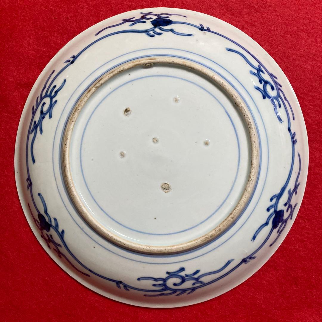 古陶磁　佐賀　古伊万里　白磁花唐草　約9寸皿　（美品）