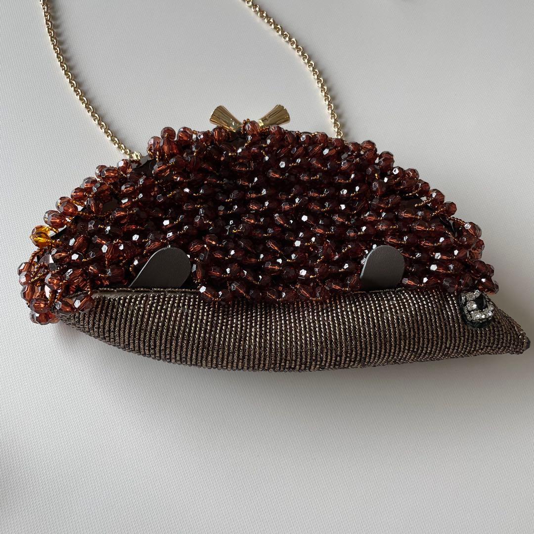 アニヤハインドマーチ ビーズパーティーバッグ　ハリネズミ