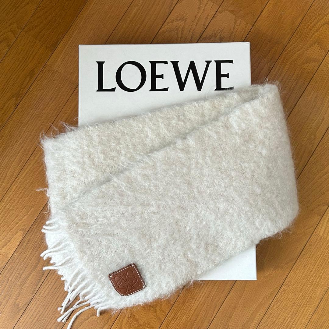 箱付き】ロエベ LOEWE モヘア混 ウール マフラー フリンジ - メルカリ