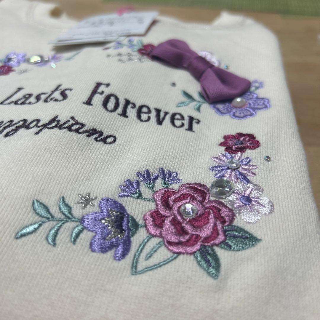 【新品タグ付き】mezzo piano juniorお花刺繍トレーナー160cm