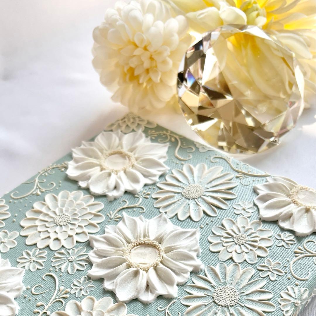 テクスチャーアート　絵画　インテリアアート　立体　花　絵　ボタニカルアート　現代