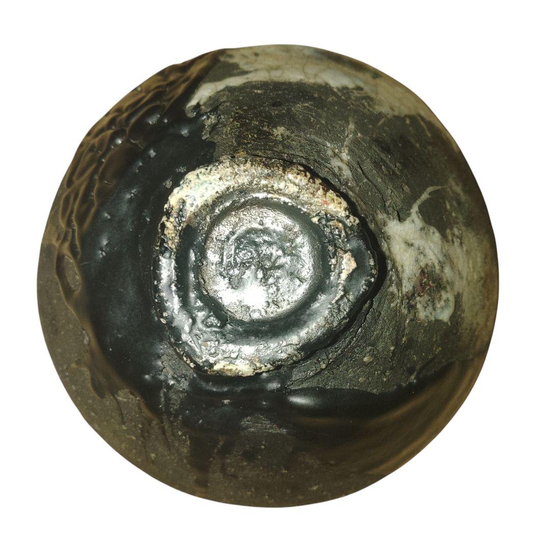 瀬戸黒茶碗 梅花皮手抹茶茶碗 茶道