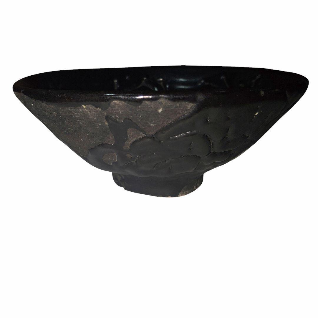 瀬戸黒茶碗 梅花皮手抹茶茶碗 茶道