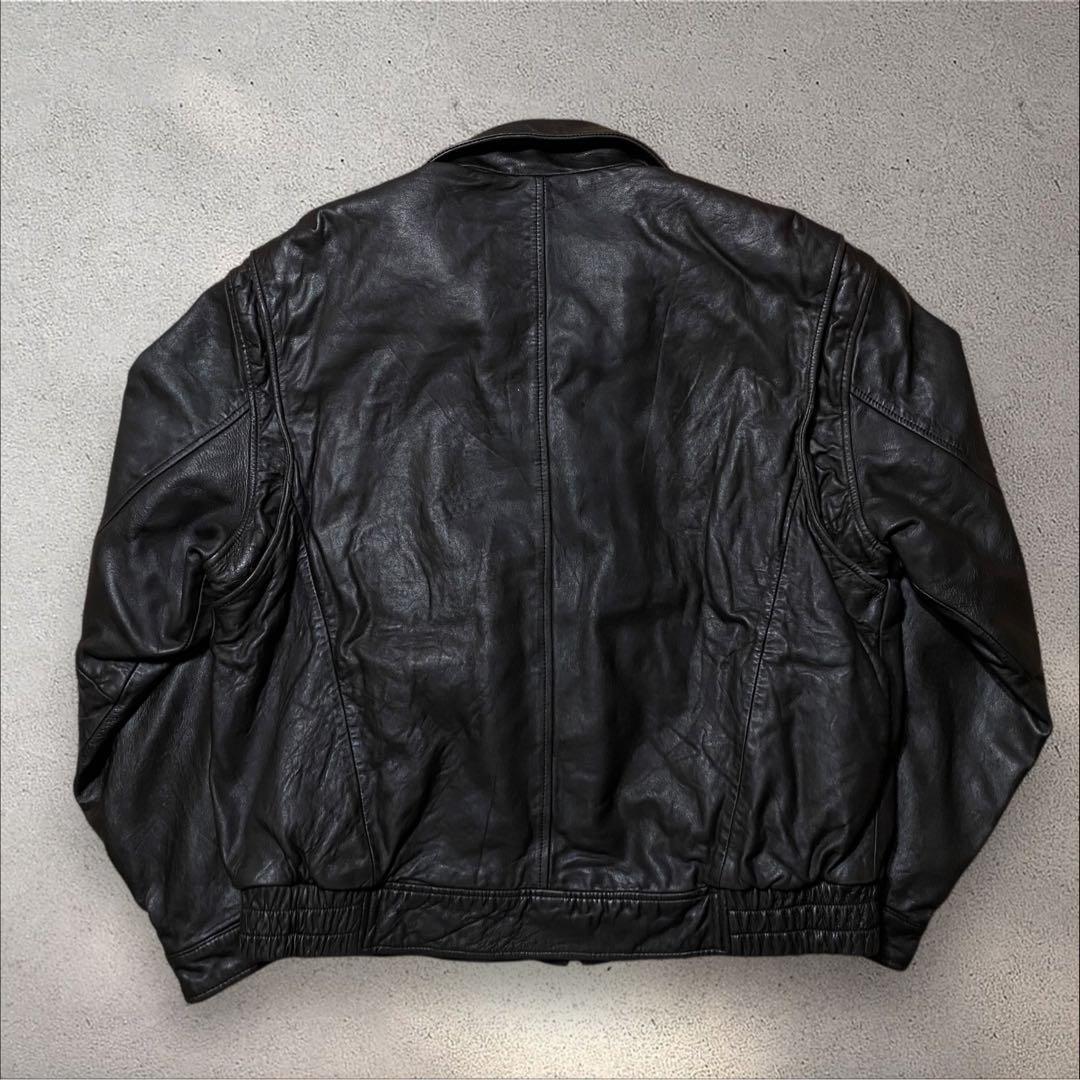 マベレザーA2ブラックスウィングトップスタンドカラー短丈本革ハイネックブル