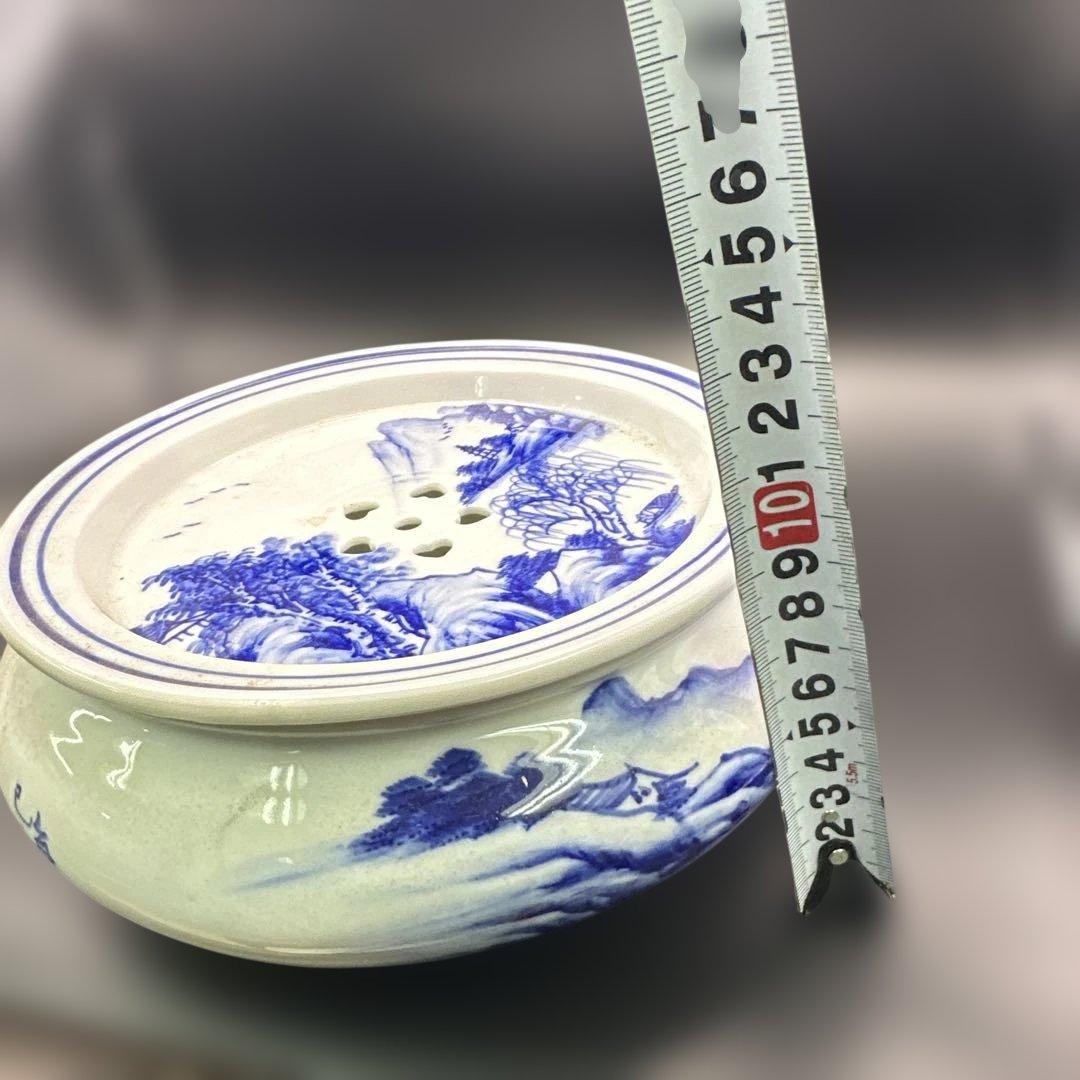 中国，茶具，茶器，置物，青白磁風景画陶器器