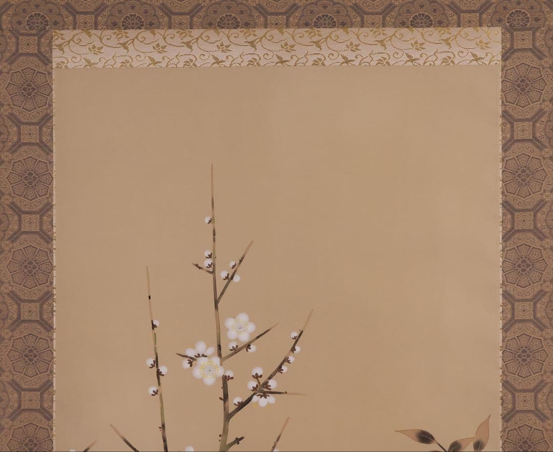 模写】日本画 光翠 四季花 絹本 掛軸 彩色 草花 MA986