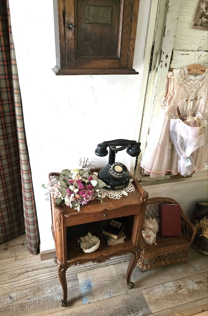 フランス アンティーク オーク ベッドサイドテーブル 家具