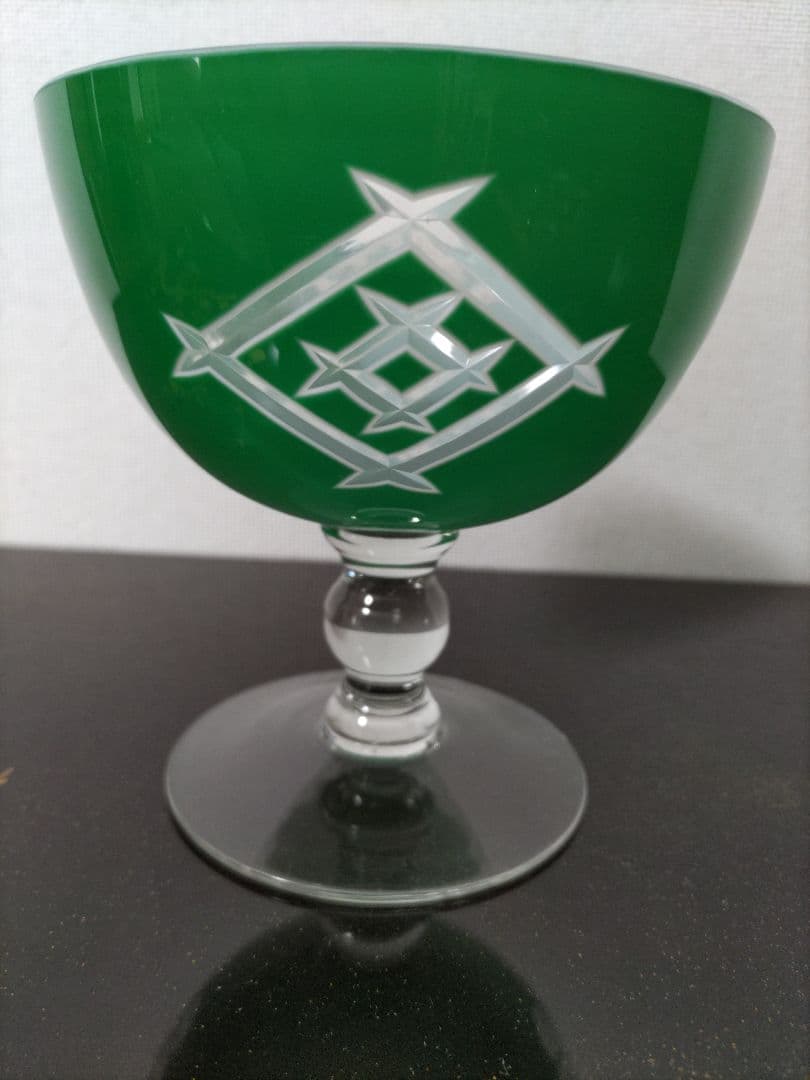 期間限定 お値引き中 氷コップ 大正ロマン 乳白緑被せ切子