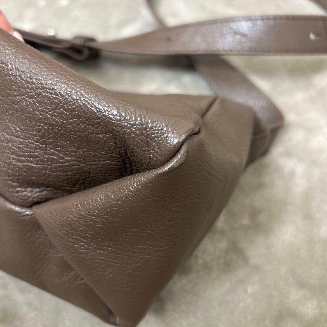 【美品】ear PAPILLONNER ボックスショルダーバッグ　ブラウン