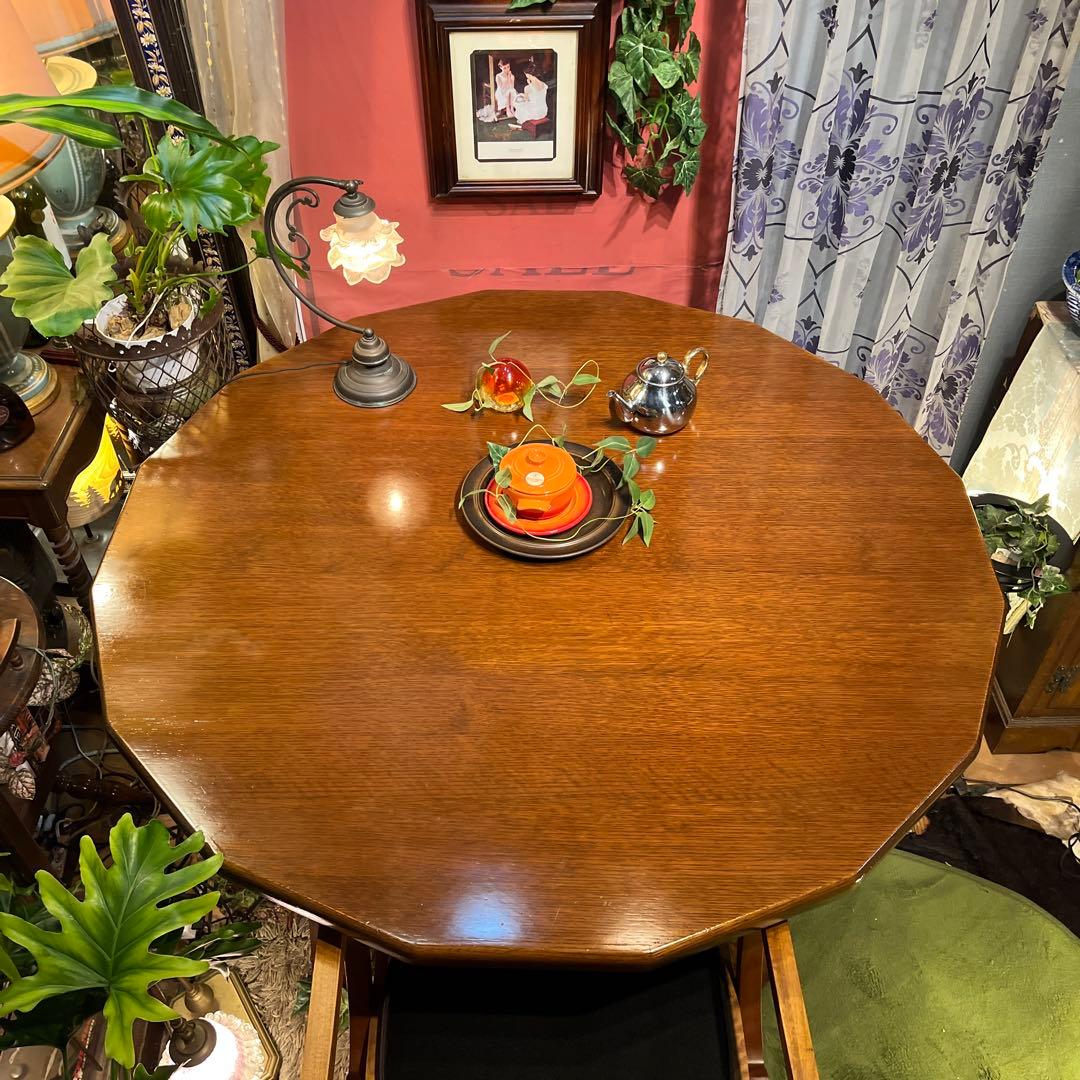 NH338ヴィンテージ オーク　１６角　ダッチカントリーダイニングテーブル