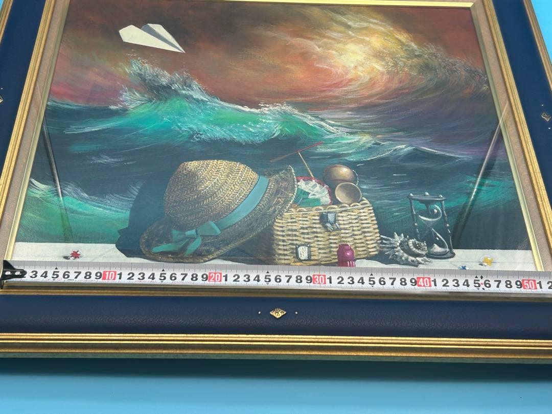 安*雄様 八代亜紀 『海への想い（静）』 油彩画 直筆サイン入り