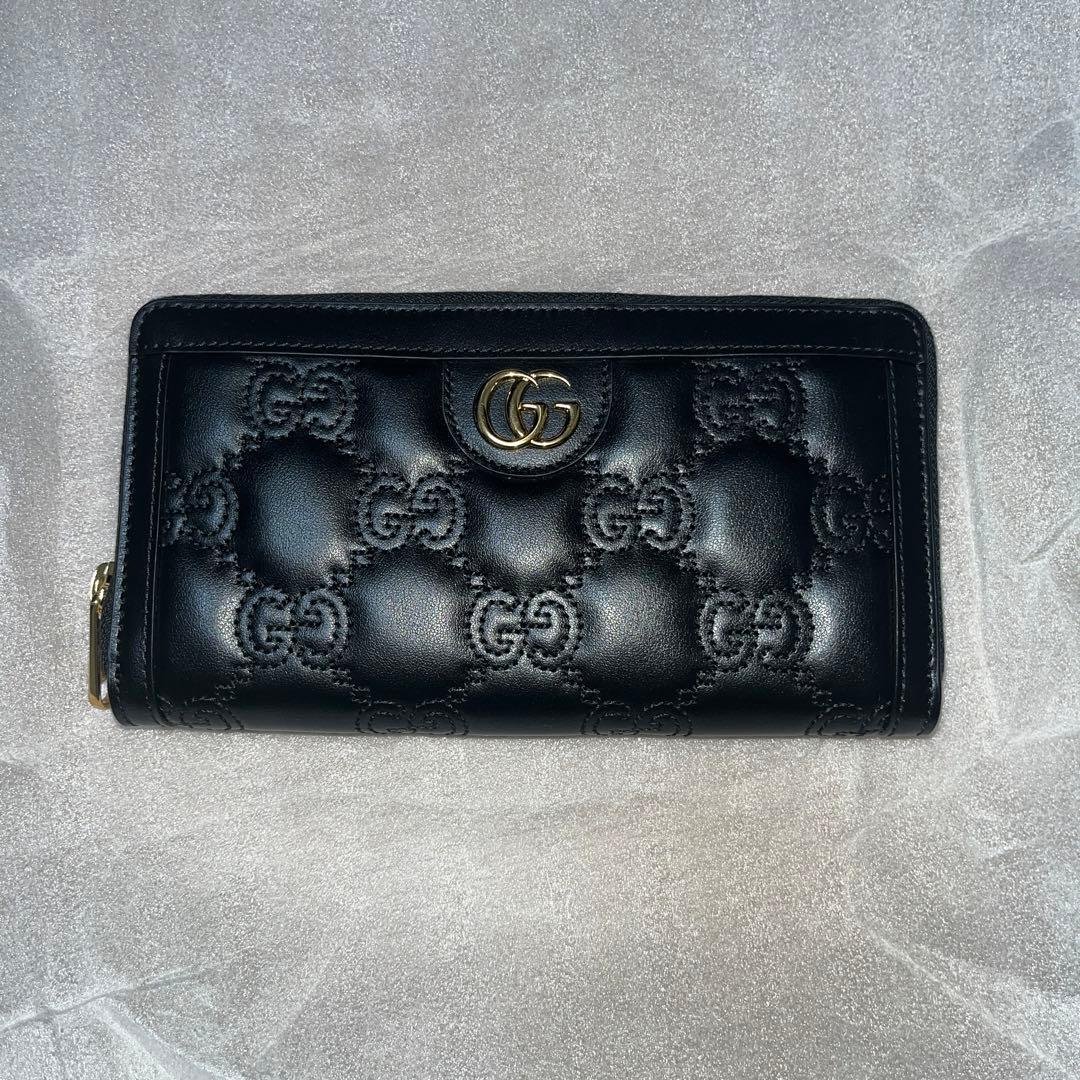 Gucci 長財布 黒 レザー GGパターン