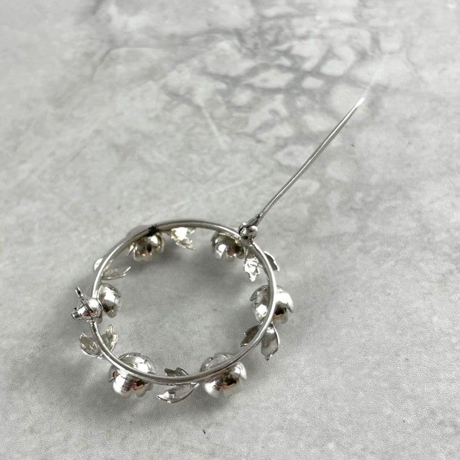 MIKIMOTO ミキモト ブローチ パール リース型 本真珠 箱付き SVの通販