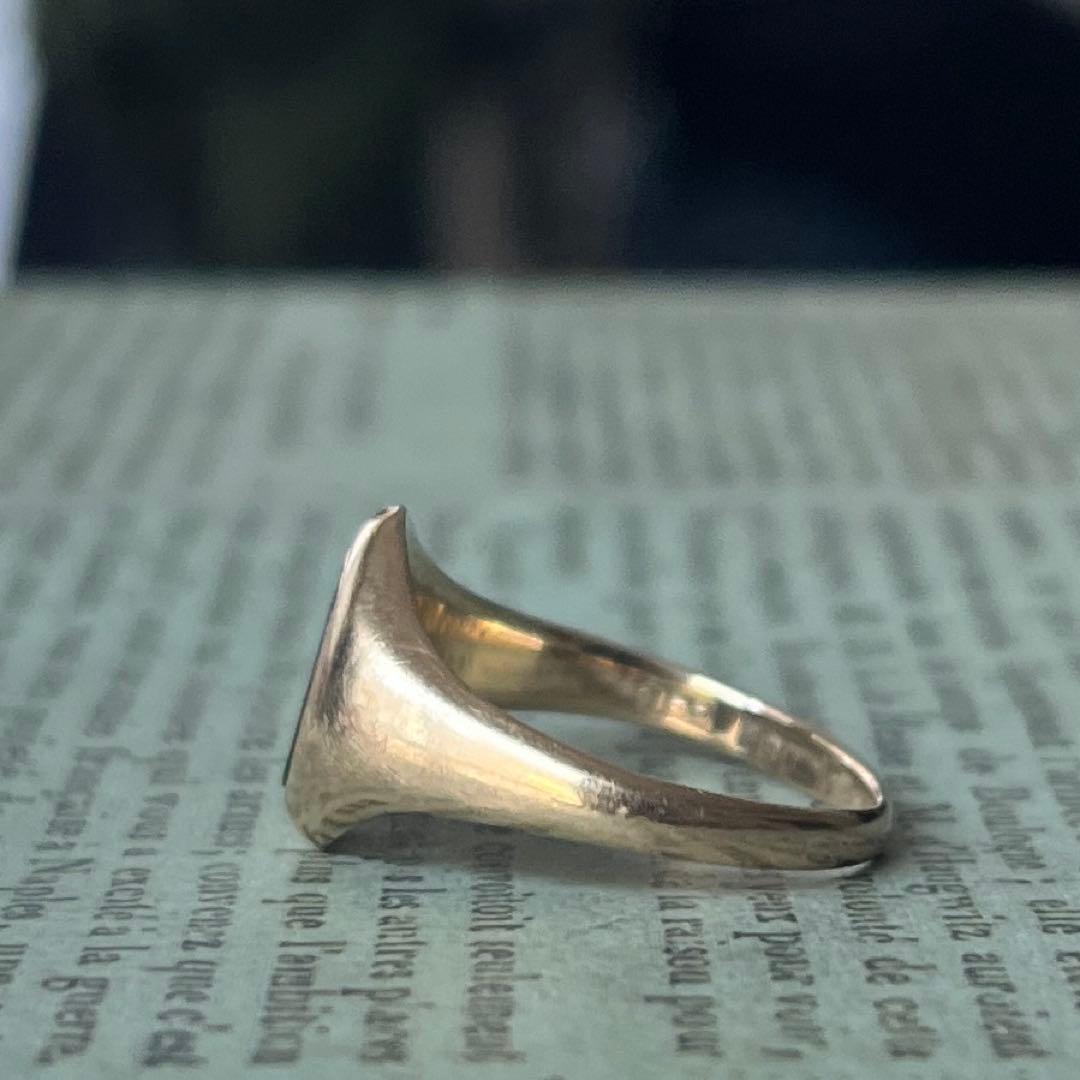 訳あり　英国　イギリス　ヴィンテージ　9k 9金　ブラッドストーンリング