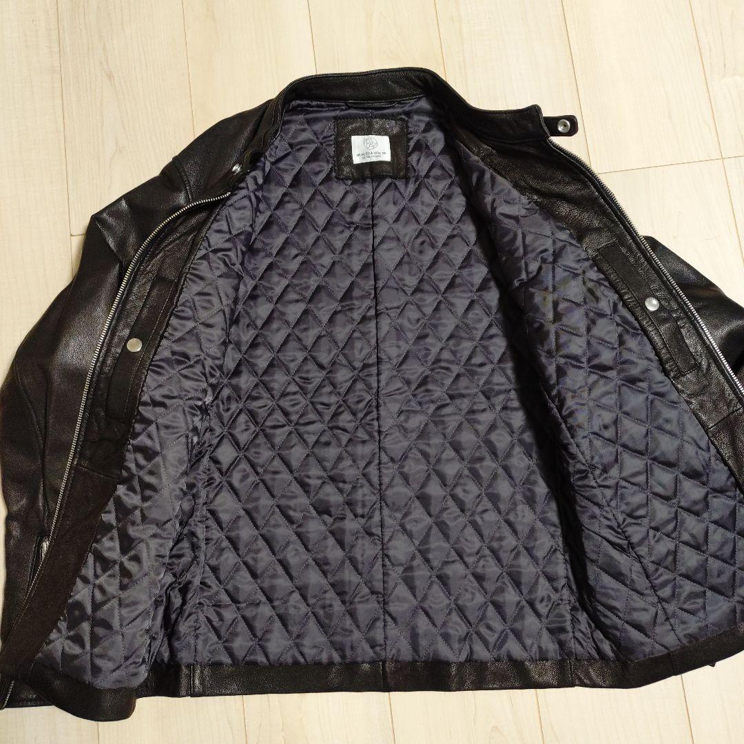 BEAUTY&YOUTH 黒 ゴートレザージャケット シングルライダース L