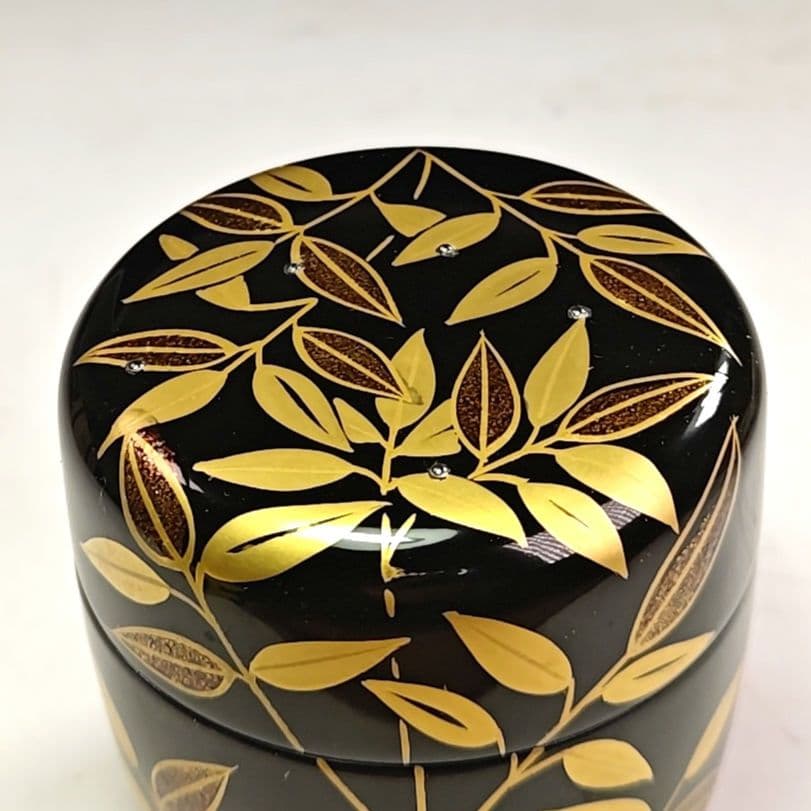 ウ209 棗『蒔絵師 宮田宗景』『利休好写 笹巻絵 中棗 共箱』