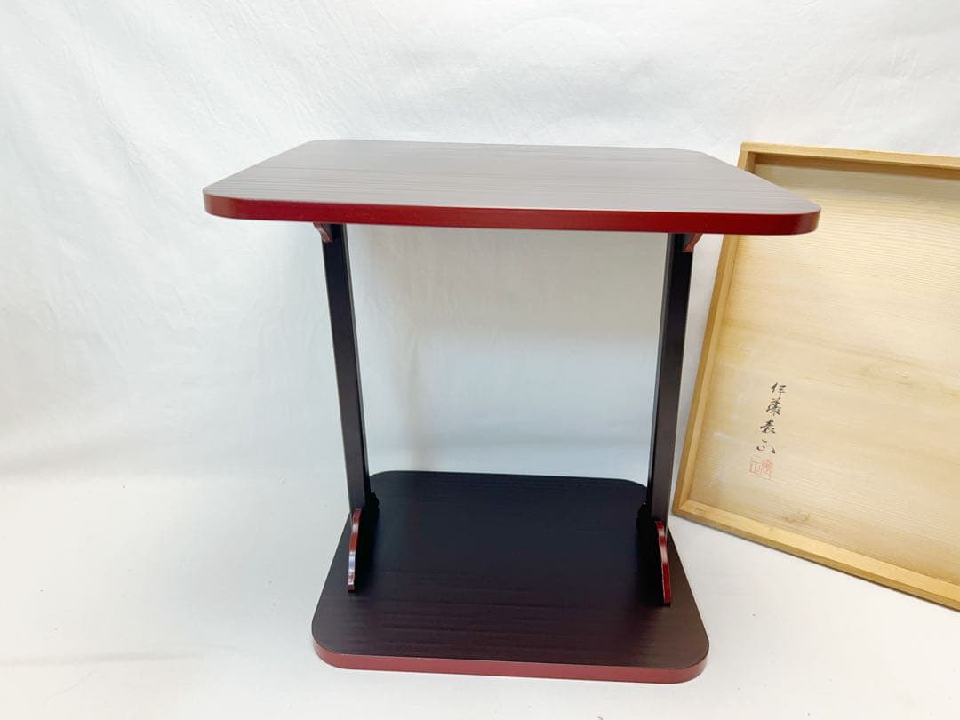 ほぼ未使用 茶道具 伊藤表正作 即中斎好 溜塗 小四方棚 組み