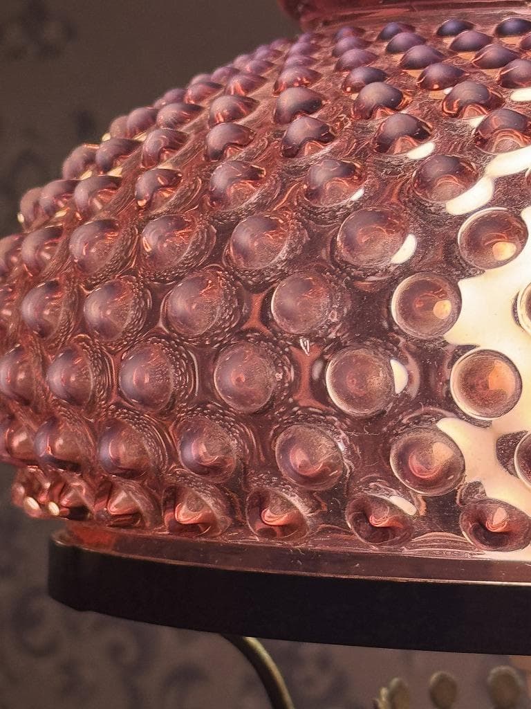 フェントン ホブネイル クランベリー オパールセント ランプスタンド