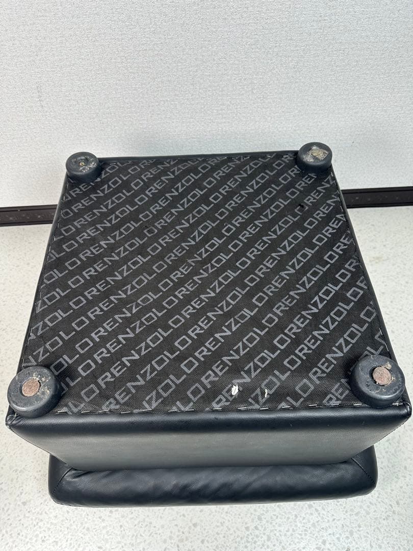 ロレンツォ イタリア スツール オットマン 本革 家具 ブラック ※i4※