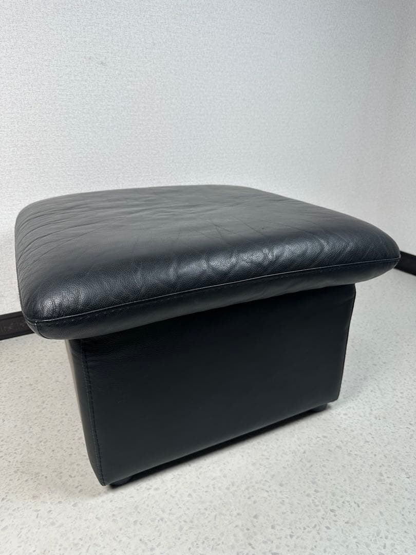 ロレンツォ イタリア スツール オットマン 本革 家具 ブラック ※i4※