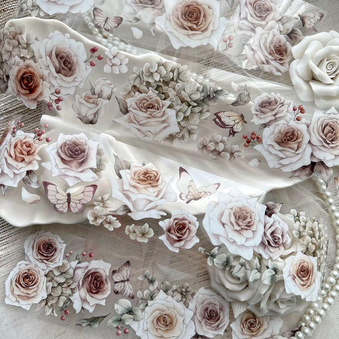 新品 薔薇故事シリーズ PETマスキングテープ マステ 5m 新品薔薇故事