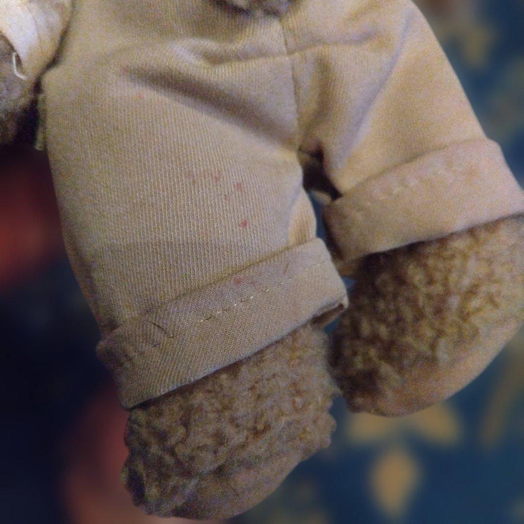 希少ヴィンテーテディベアジベージュのオーバーオールのぬいぐるみ