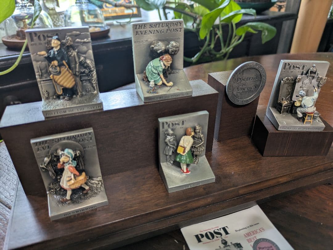 ５体限定 ノーマン・ロックウェル ピューターフィギュア 木製ディスプレーケース