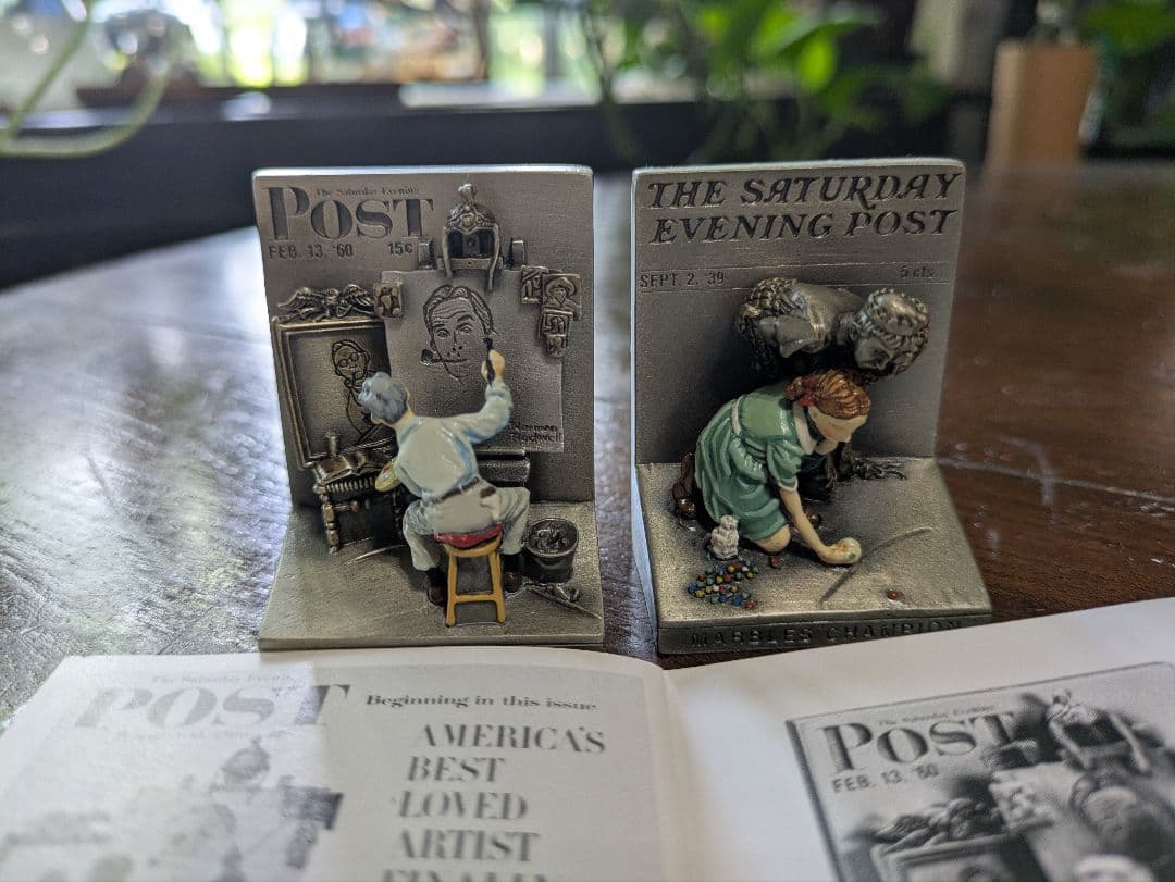 ５体限定 ノーマン・ロックウェル ピューターフィギュア 木製ディスプレーケース