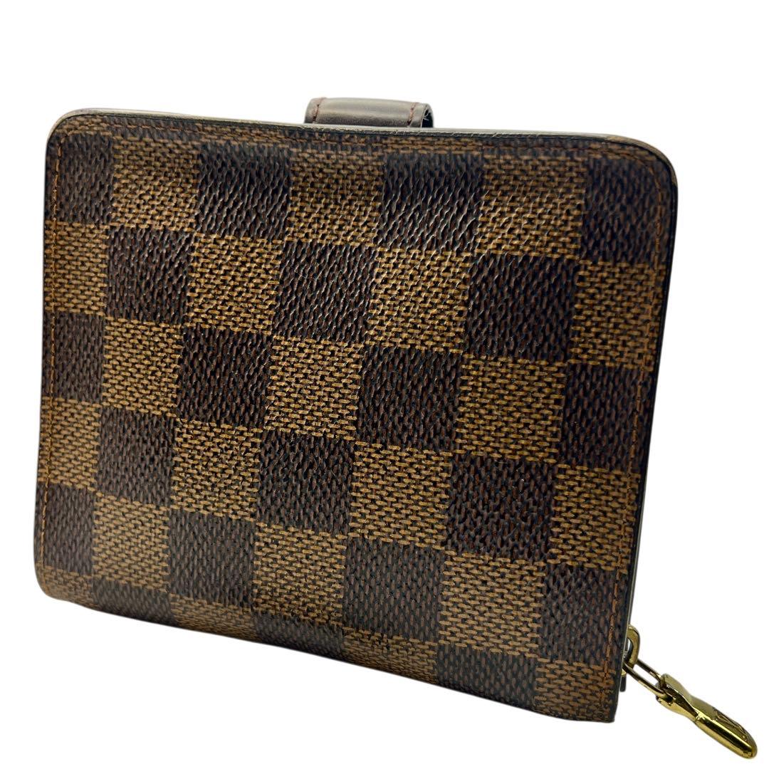 Louis Vuitton ダミエ コンパクトジップ 折り財布 7880 レディース
