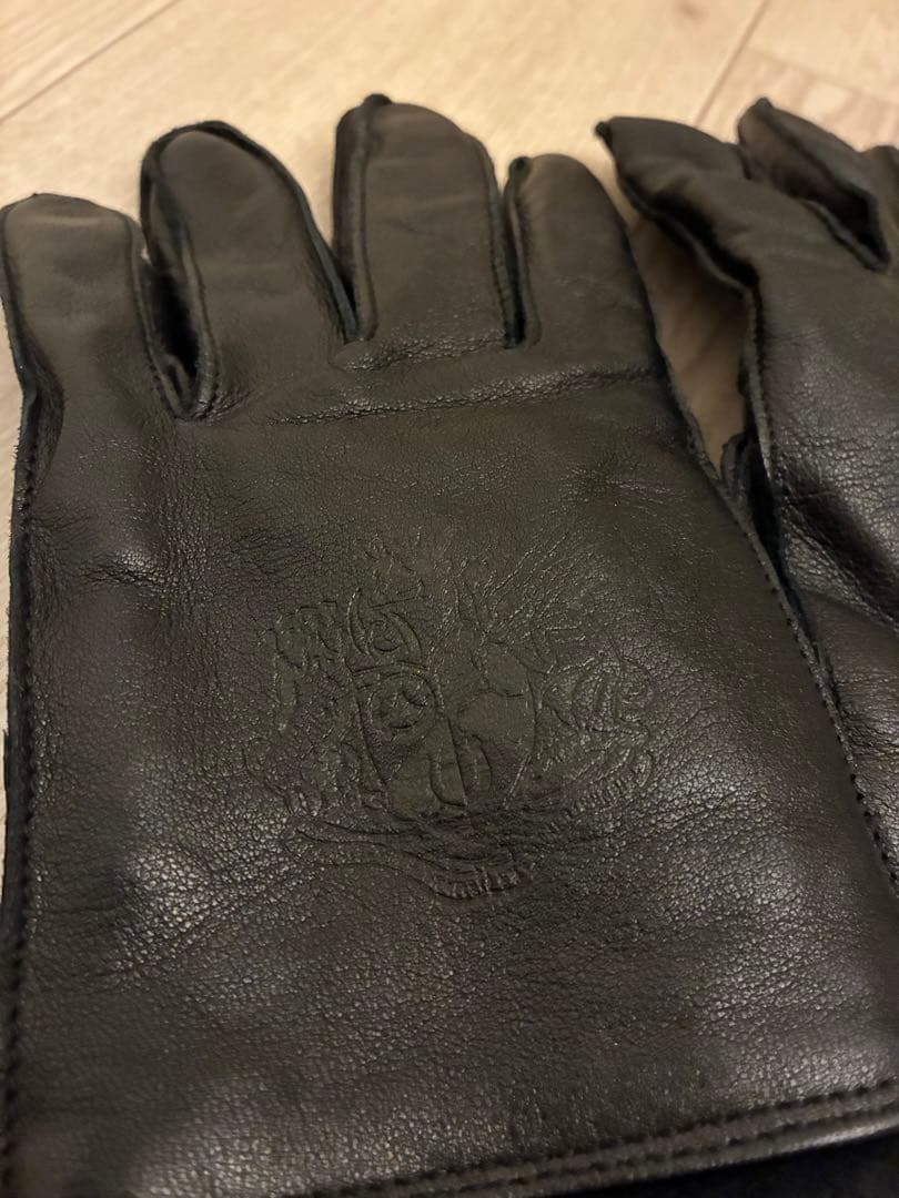 ダンヒル レザー製 黒手袋 エンブレム付き