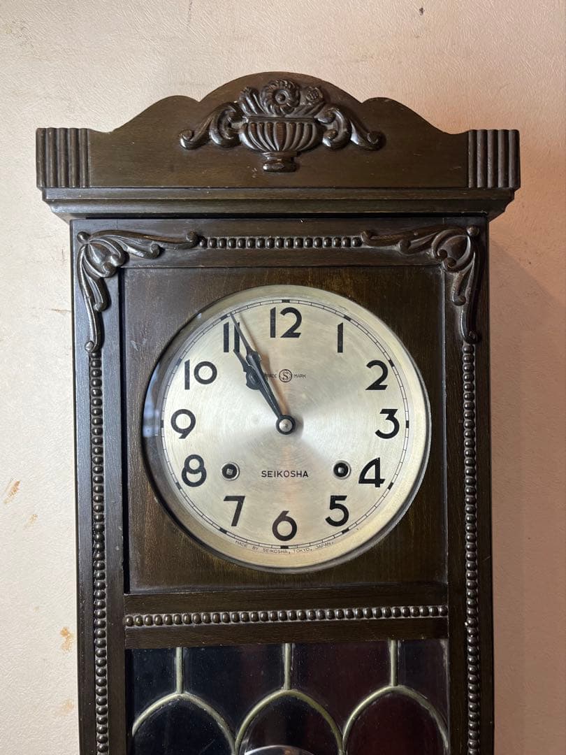 精工舎　アールデコ　柱時計　古時計　振り子　ゼンマイ　ボンボン　レトロ　雑貨