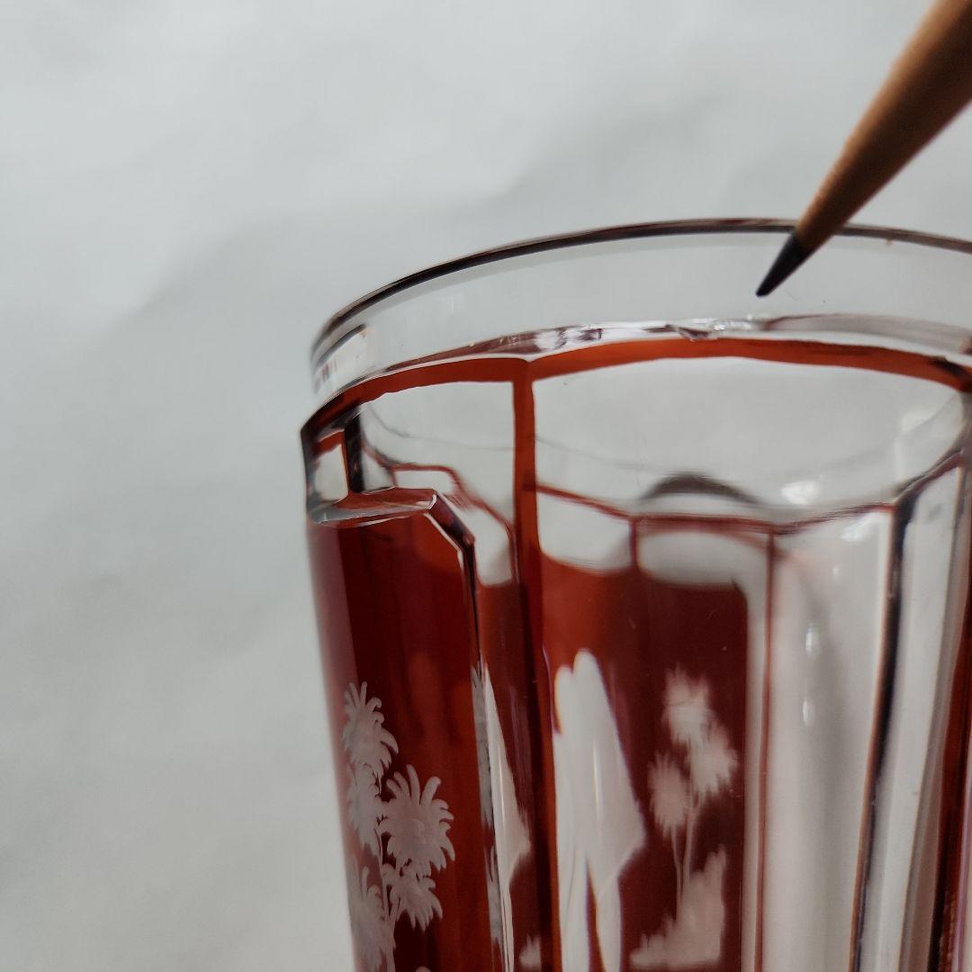 モーゼル ガラス工芸品 ゴブレット 花瓶 クリスタル 赤