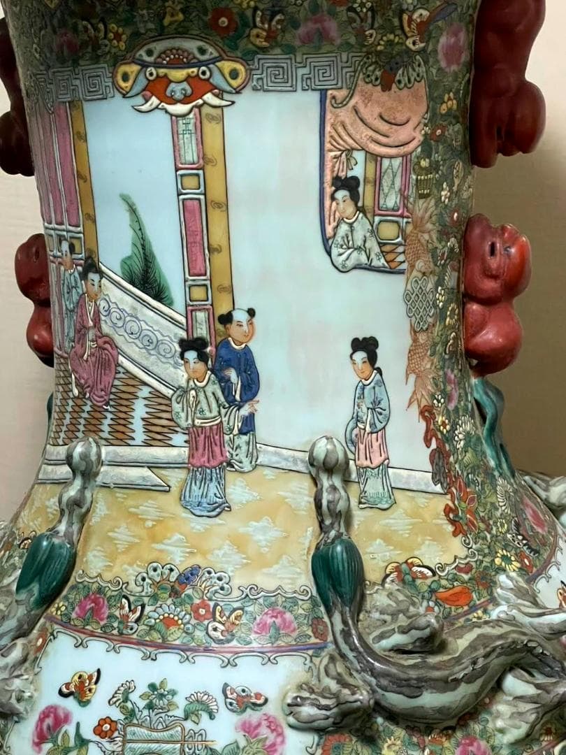 大花瓶　人物画　粉彩　飾り壺　花瓶 花器 壷 110cm