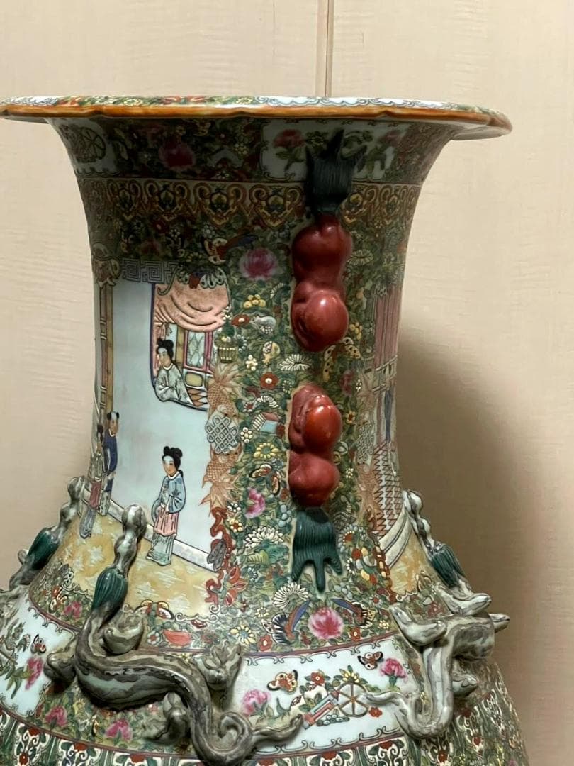 大花瓶　人物画　粉彩　飾り壺　花瓶 花器 壷 110cm