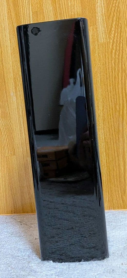 漆器 花瓶 黒色 花柄 台付