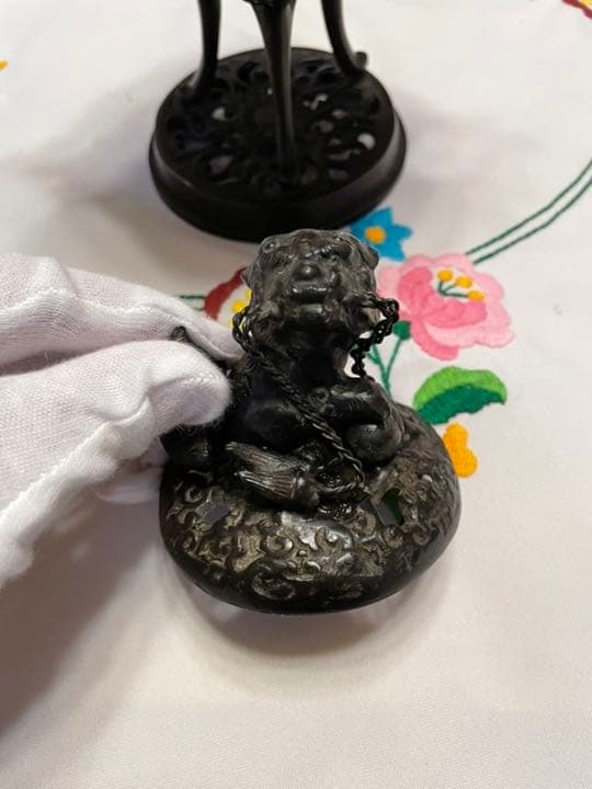 香炉 龍 黄銅 彫刻 置物 開運 金運 風水 骨董 古美術 アンティーク 中国