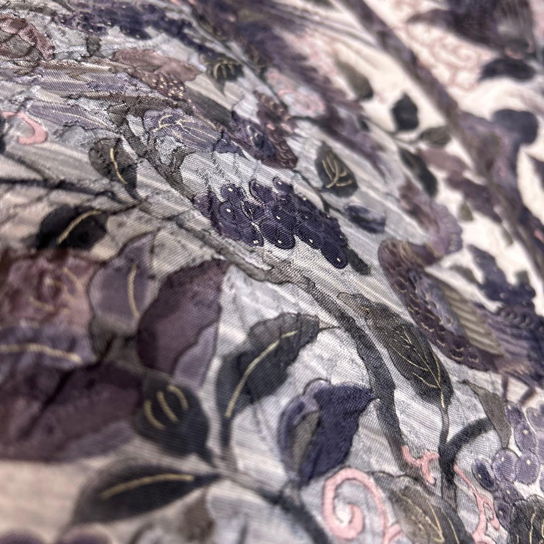 正絹　西陣織【渡文】全通袋帯《纐纈　花　鳥》