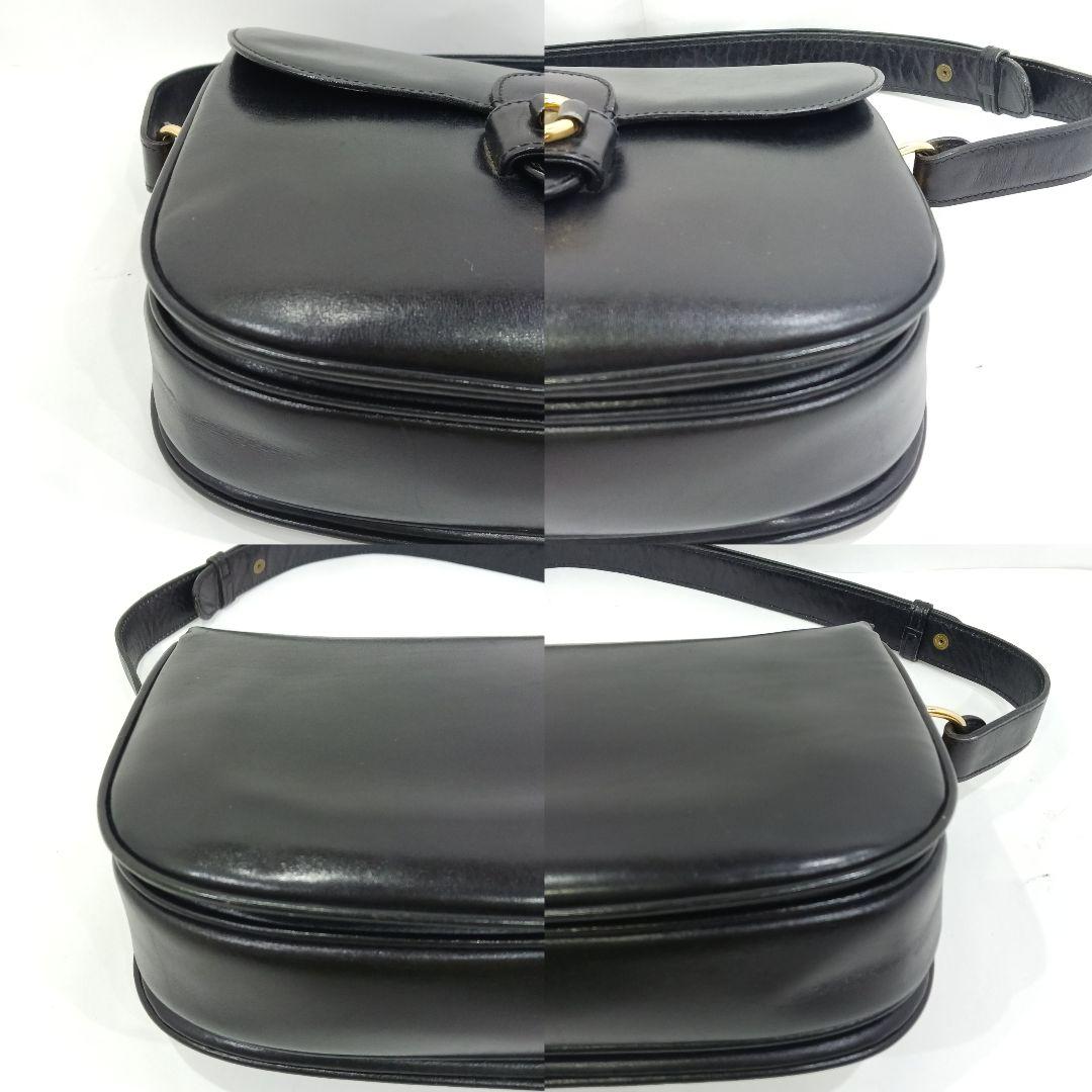 【美品】グッチ ショルダーバッグ 2way ハンドバッグ レザー 肩掛 黒