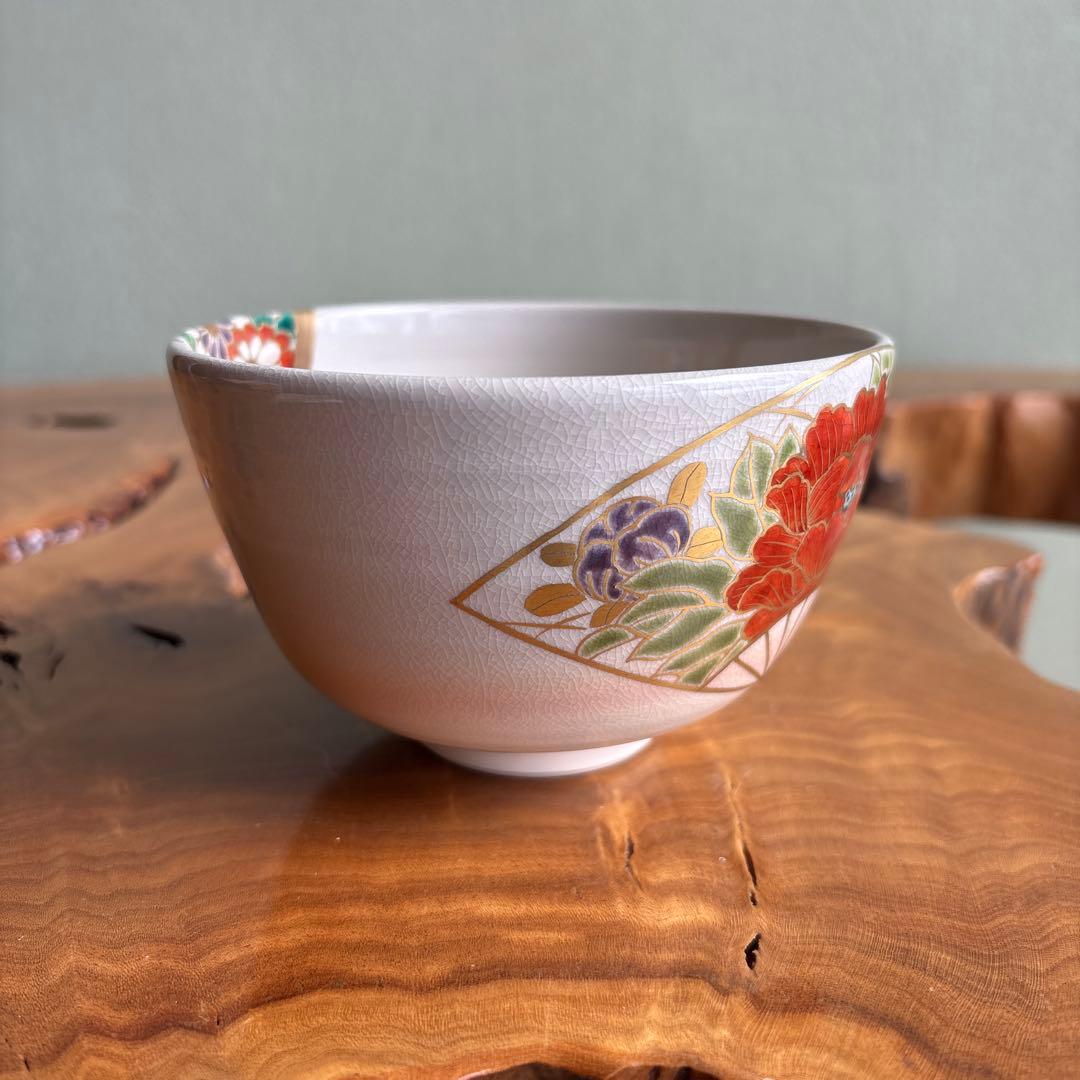 色絵扇面 押小路焼 庄左ヱ門造 抹茶碗 茶道具 共箱(88) - メルカリ