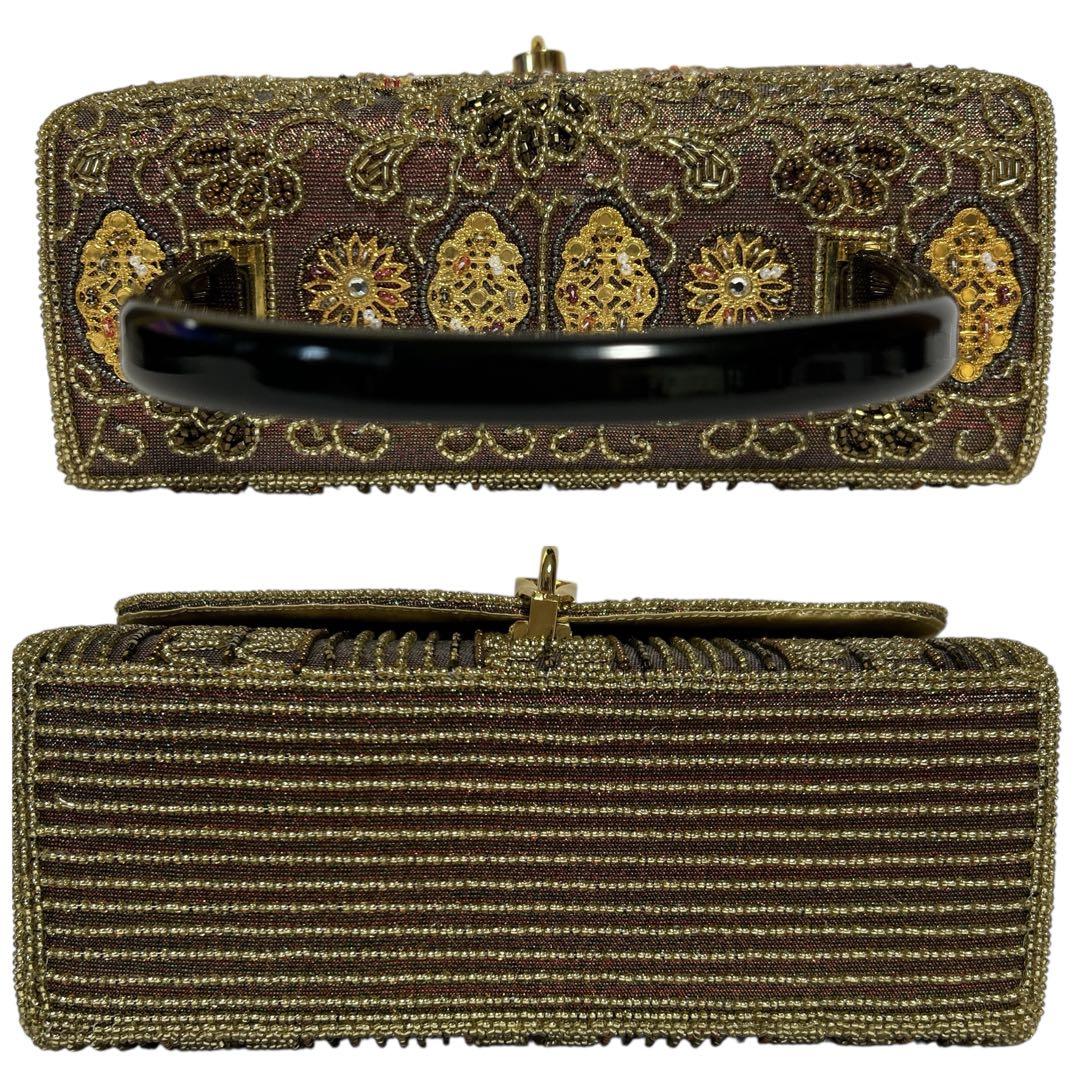 Hakubotan 銀座白牡丹 総柄 ビーズ刺繍 ハンドバッグ パーティ 和装