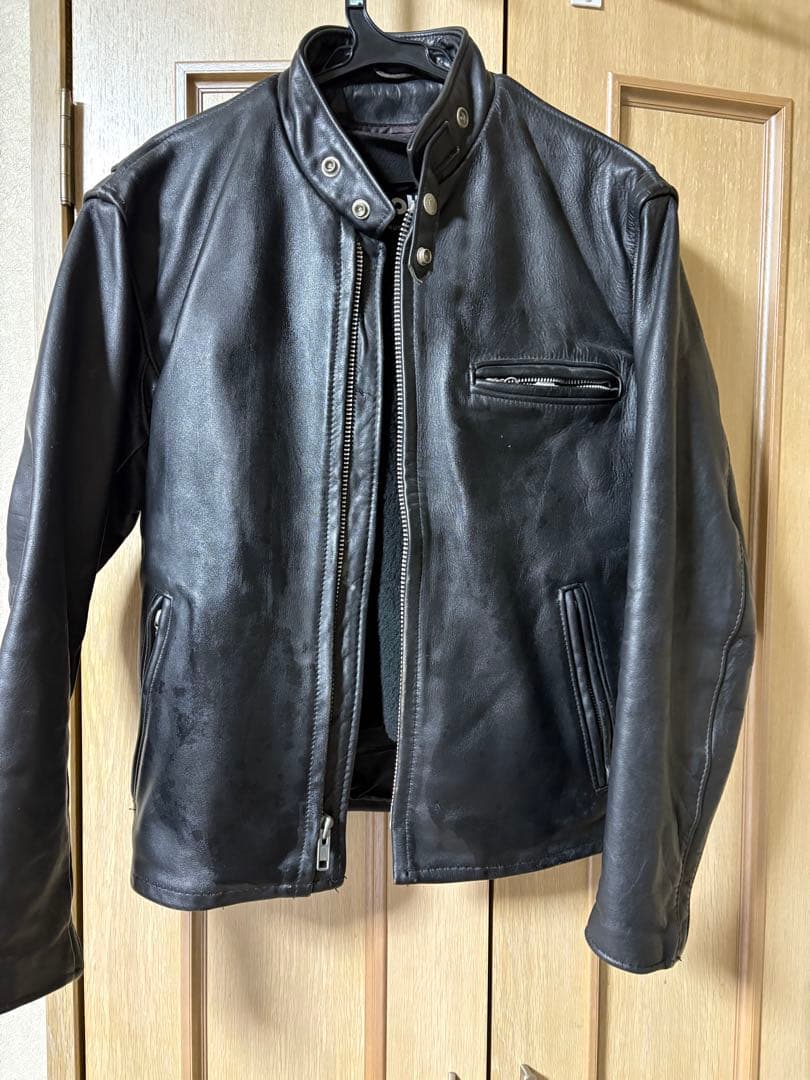 Schott ブラック シングルライダースジャケット 38 はくお＊Schott