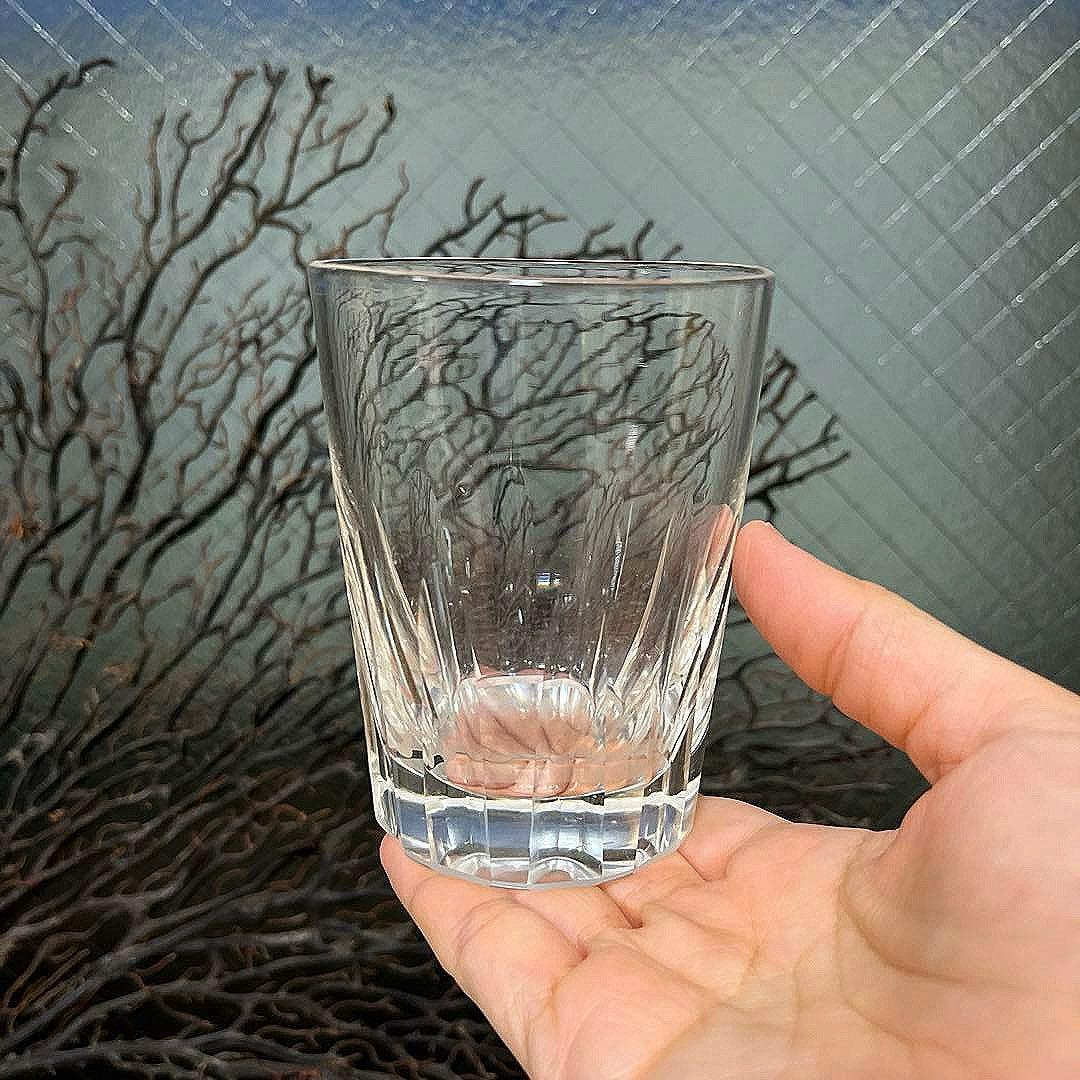 骨董 時代ガラス 希少 寸胴型 切子 水飲みコップ ウランガラス 1客