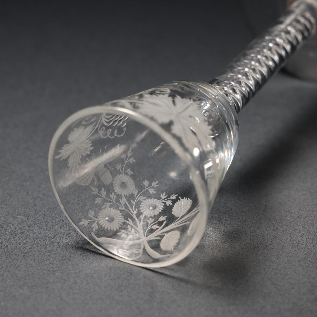 アンティークグラス ジャコバイト 葡萄と蜂 ツイストステムR1542ダI