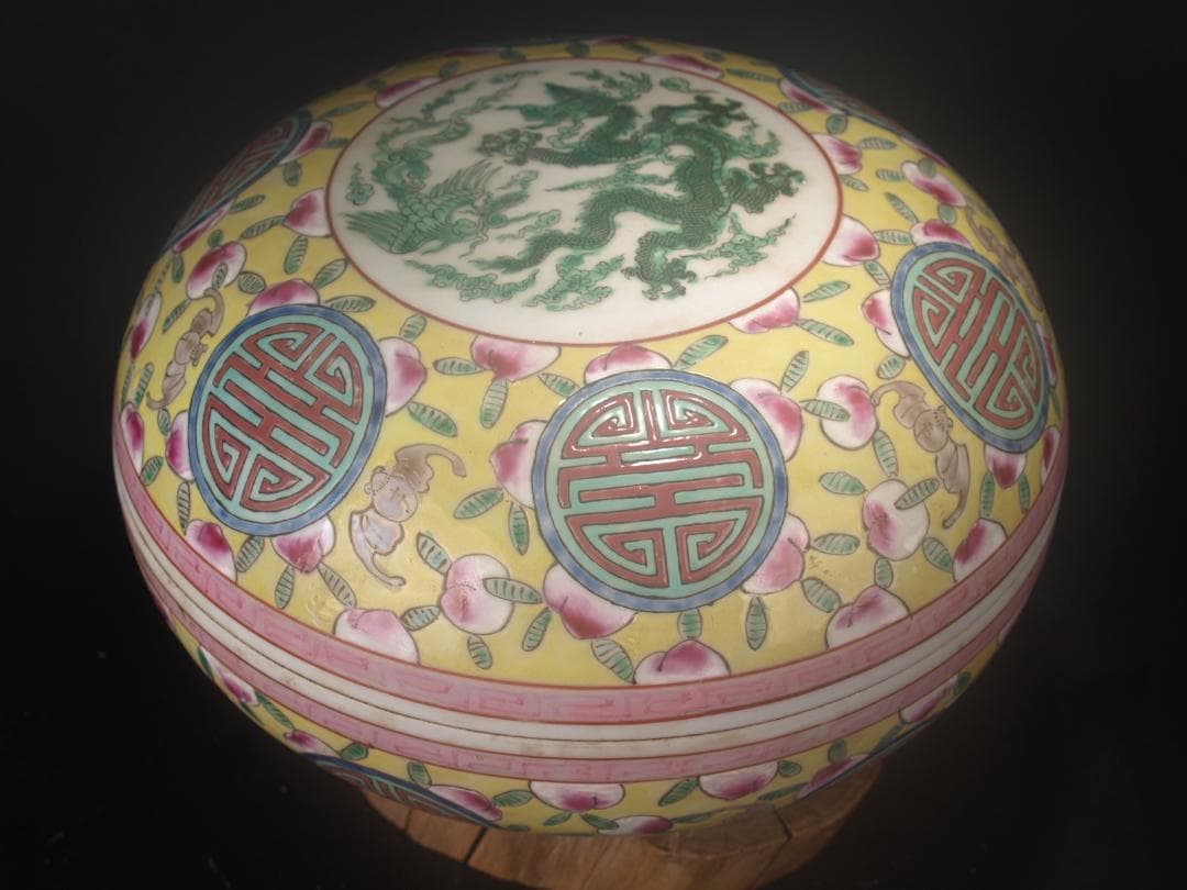 骨董市仕入れ 中国 清時代 在銘手描き置物 美術品 AK1069A1-3