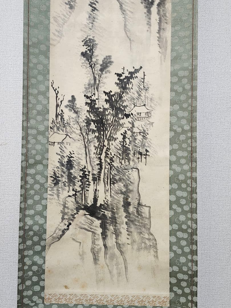 掛け軸】雲林清宵 鳥洲筆／日本画 書画 掛軸 文人画 風景画