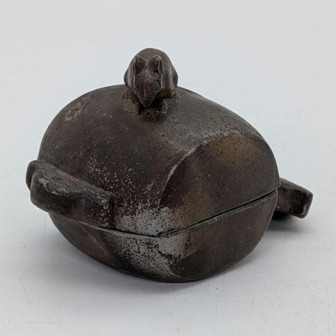 金重利陶苑 備前焼 子香合 合箱合布 抹茶道具 香道具 香盒