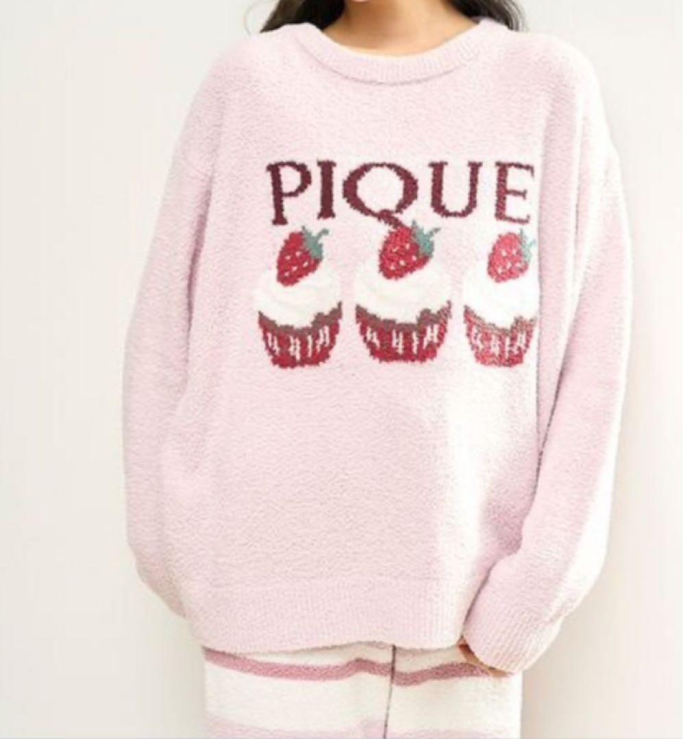 完売　ジェラートピケ♡いちごカップケーキ　モコモコニット　パジャマ　ルームウェア