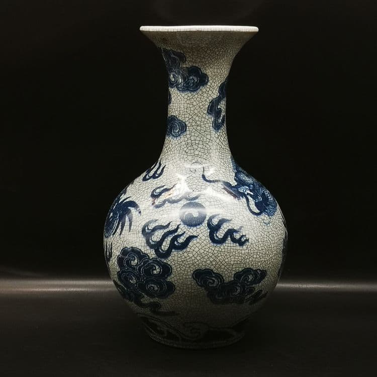 官窑青花磁器 龍の花瓶 骨董品 収蔵品 置物