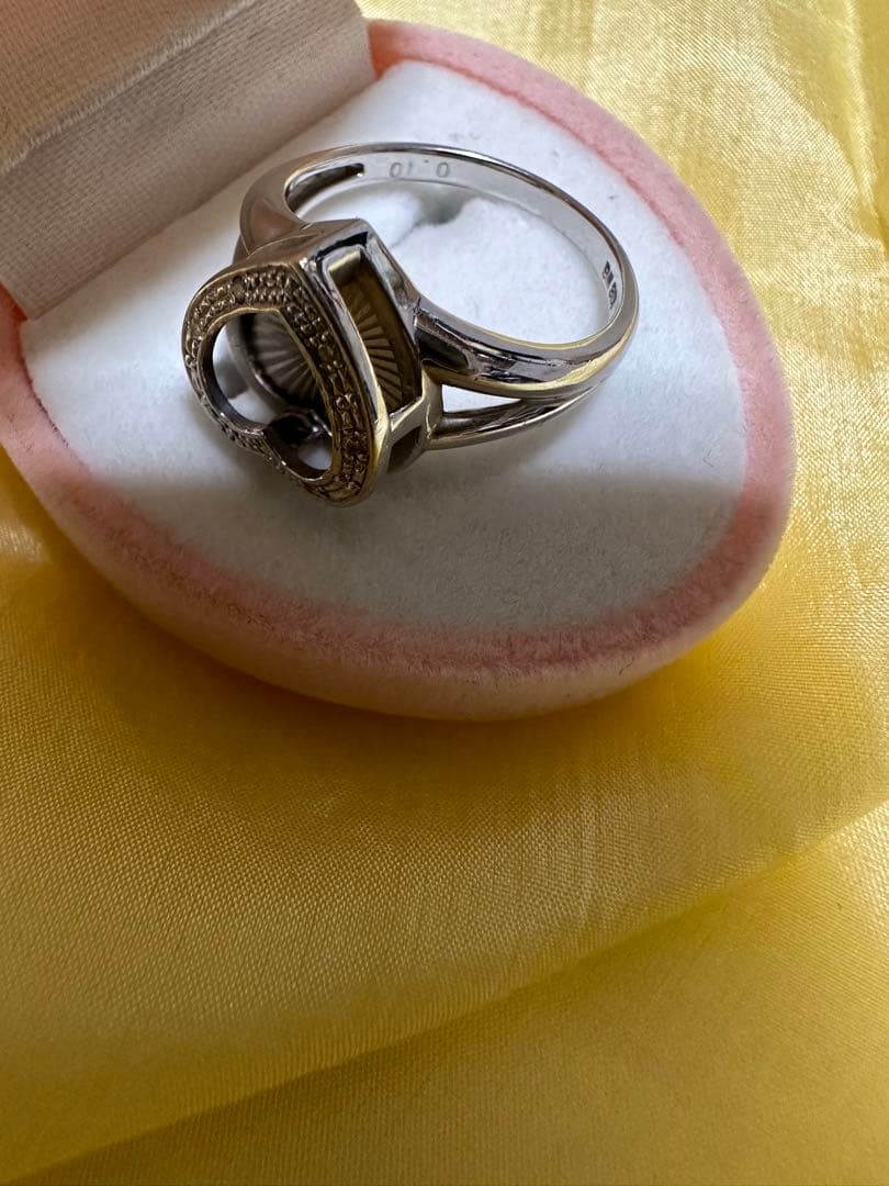 ハート型k18WGホワイトゴールドリング0.1ct 約4.3g